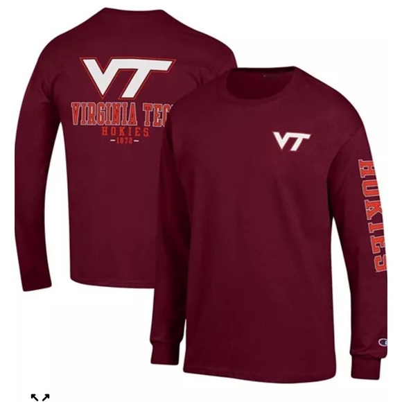 Virginia Tech Hokies Team Stack Mens Maroon Sz M Long Sleeve Tee NEW - Picture 1 of 5